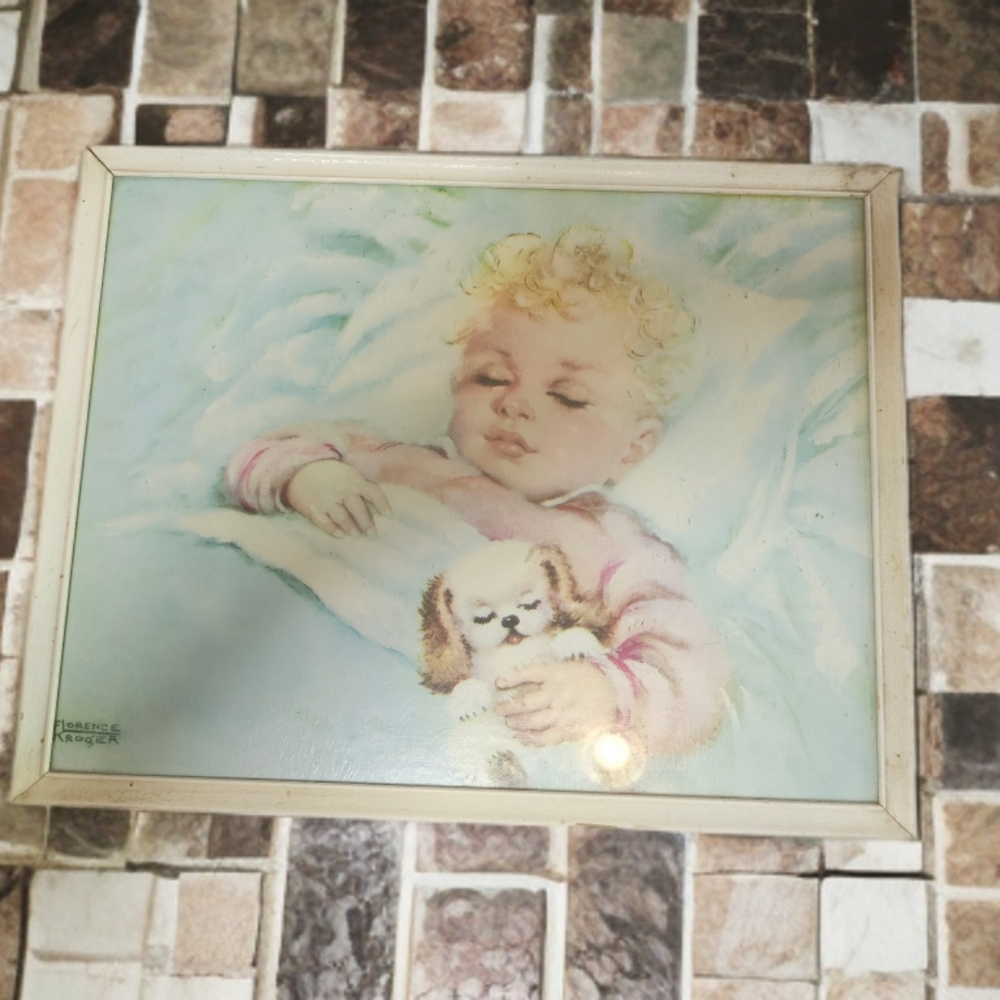 Vintage Florence Kroger Litho Print 11x14" Sweet Dreamer Baby Nursery Unisex 👶